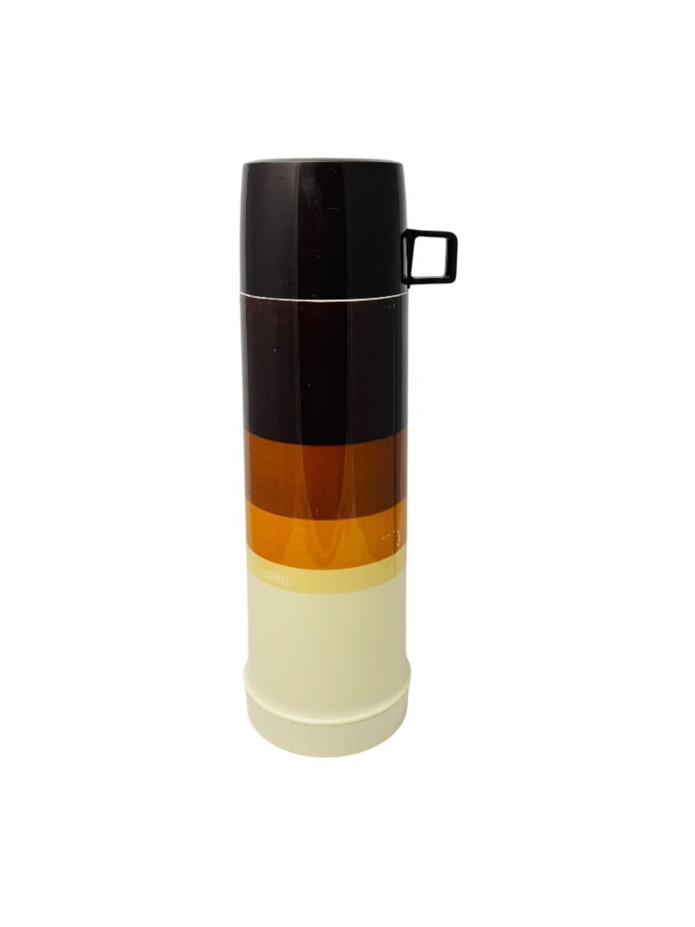 Thermos 722 24oz Vintage Glass Vacuum Bottle Brown Amber Cream 13.5" Made USA